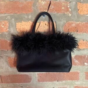 Black satin/fur y2k cocktail bag